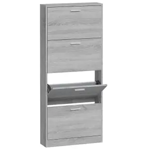 Berkfield Shoe Cabinet Grey Sonoma 59x17x150 cm Engineered Wood