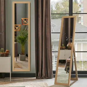 Costway Full-length Wood Frame Mirror Freestanding/Wall Mounted Mirror for Cloakroom