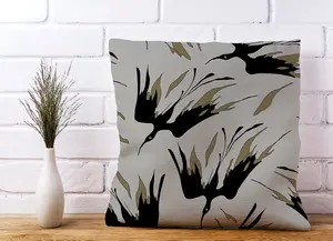 Black And Gold Fire Bird Silhouettes Cushions 45cm x 45cm