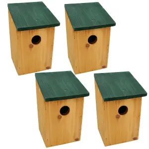 4 x Wild Bird Nesting Nest Box Hotel Wooden Fully Treated With 30mm Diameter Hole