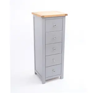 Mirano 5 Drawer Narrow Chest of Drawers Chrome Knob