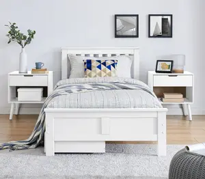 Furniturebox UK Azure White Wooden Solid Pine Quality Single Bed With Windsor Medium-Firm Coil Sprung Mattress (2 Drawers)