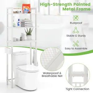 Costway 3-Tier Over-The-Toilet Storage Shelf Space Saving Metal Bathroom Organizer