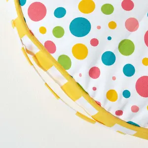 Homescapes Multi Polka Dots & Yellow Stripes Round Floor Cushion