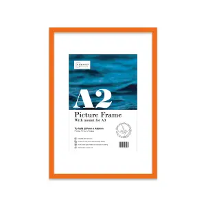 A2 Orange Picture Frame With Mount for A3 (29.7 x 42cm - 11.7 x 16.5in) Poster, Photo, Artwork, or Print.