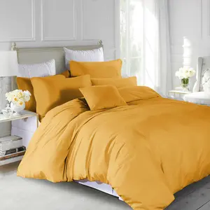 Marnisha Polyester Solid Colour Duvet Cover Set with Pillowcases Ochre / Super King - 2 Standard Pillowcases