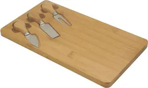 Bamboo Cheese Board With 3 Cheese Knives - Brown