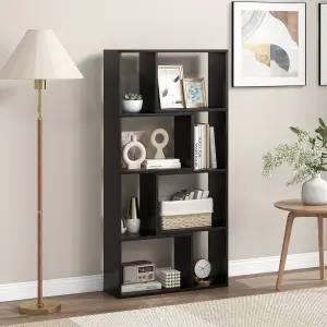 COSTWAY 5-Tier Geometric Bookshelf 120 CM Tall Bookcase Modern 8-Cube Display Shelving