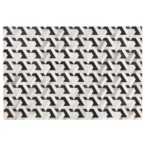 Cowhide Area Rug 140 x 200 cm Black and Grey NARMAN