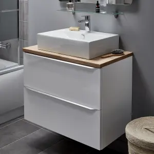 GoodHome Albena Gloss White Rectangular Counter top Basin (W)54cm