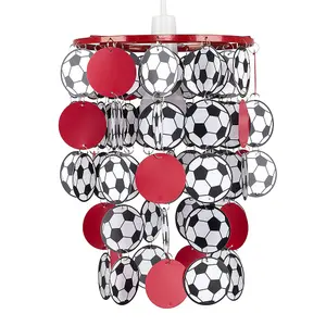 ValueLights Football Red Ceiling Pendant Shade and B22 GLS LED 10W Warm White 3000K Bulb