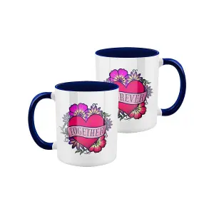 Grindstore Tattoo Love, Together Forever Mug Set (Pack of 2) White/Navy/Pink (One Size)