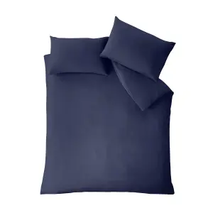 Catherine Lansfield Bedding So Soft Easy Iron Single Duvet Cover Set with Pillowcases Navy Blue