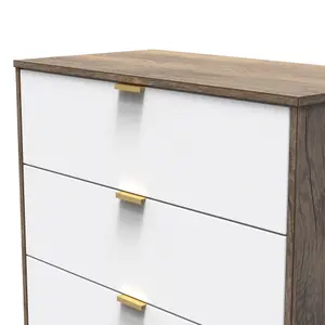 Nashville Ready assembled White & oak 3 Drawer Chest (H)791mm (W)766mm (D)395mm