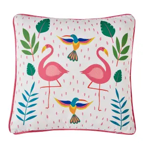 Tropical Flamingo Outdoor/Indoor Water & UV Resistant Filled Cushion