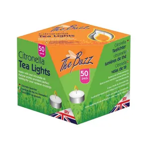 The Buzz Citronella Tea Lights White (18 Pack)