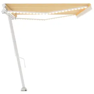 Berkfield Manual Retractable Awning with LED 500x300 cm Yellow and White