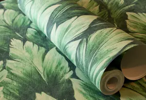 Galerie Tropical Collection Watermelon Somoa Inspired Tropical Leaves Wallpaper Roll