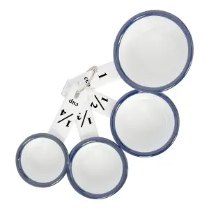 White Enamel Measuring Cups Set - Blue - 4pc