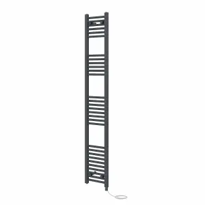 Rinse Bathrooms 800W Electric Heated Warming Towel Rail Bathroom Radiator Anthracite - 1800x300mm