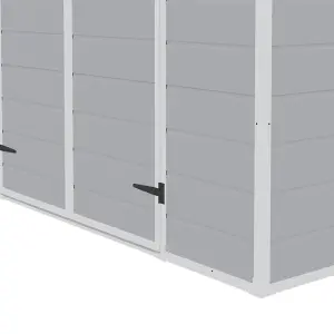 8x6ft Grey Outdoor Shed Apex Roof Plastic Tool Shed with Dual-door