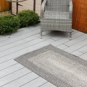 Outdoor Garden Patio Water Resistant Washable Braided Faux Jute Carpet Rug Mat Dark Grey - 80cm x 150cm