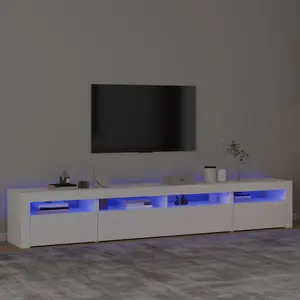 Berkfield TV Cabinet with LED Lights White 240x35x40 cm