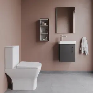 Saint Cloakroom Set - Wall Hung Vanity Basin Unit, Toilet Pan, Cistern, Seat & Mini Basin Tap - Gloss Grey/Chrome - Balterley