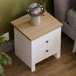 Morley 2 Drawer Bedside Table White