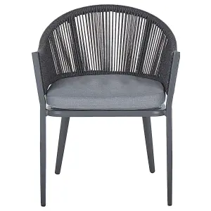 Set of 2 Garden Chairs with Cushions MILETO Metal Grey