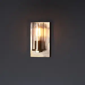 Luminosa Palermo Wall Lamp Bronze Patina Plate & Clear Glass