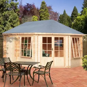 Shire Leygrove 10x14 ft Toughened glass & 2 windows Apex Wooden Cabin