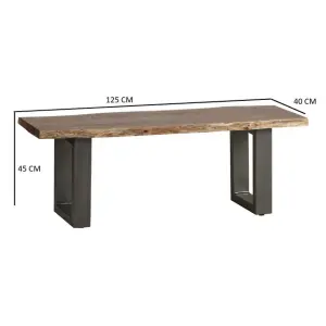 Grey Essential Live Edge Medium Sized Dining Table 1.5M Set 2 Chairs 1 Bench