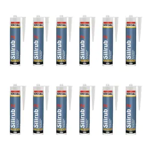 Soudal SILIRUB 2 Silicone Sealant 300ml - Brilliant White (Pack of 12)