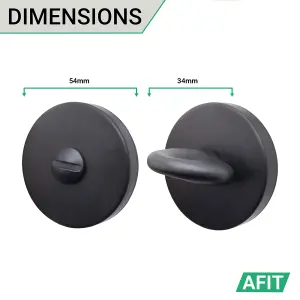 AFIT Round Bathroom Thumbturn & Release Set - Matt Black Universal Black Door Turn and Release Lock for Bathroom/Toilet