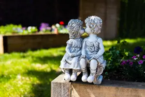 Kissing Kids Stone Effect Garden Ornament