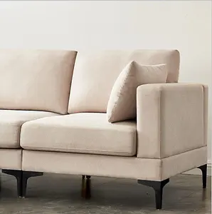 Multifunction Large sofa, Creamy 3 seater Sofa with Fabric Upholstery Padded Seat in Beige 235cm include 2 Pillows & Cushions