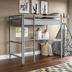 Vida Designs Sydney Grey Bunk Bed With Desk