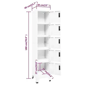 Berkfield Locker Cabinet White 38x40x180 cm Steel