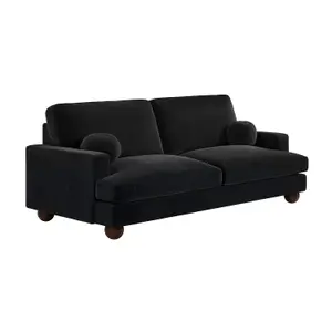 Solace+Co Addison 3 Seater Velvet Sofa - Black