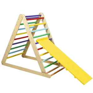 Costway Wooden Foldable Triangle Climber Step Training Ladder Pikler Toddler With Ramp