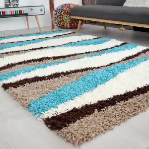 Teal Waves Shaggy Rug - California