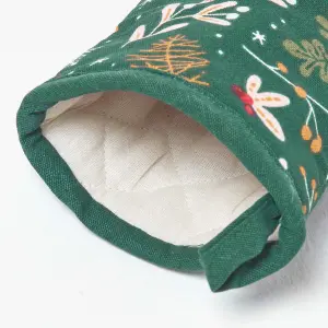 Homescapes Festive Forest Green Christmas Oven Glove