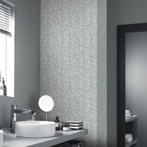 GoodHome Dunni Grey Mosaic Tile effect Textured Wallpaper