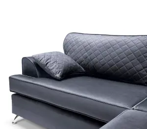 Ferguson Corner Sofa Dark Grey Velvet