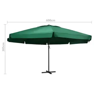 Berkfield Outdoor Parasol with Aluminium Pole 600 cm Green