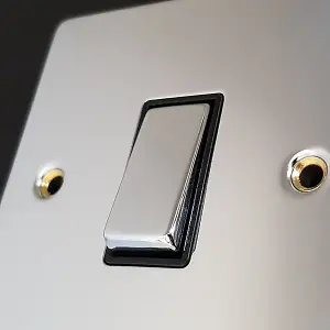 Polished Chrome 1 Gang 20A DP Switch With Flex - Black Trim - SE Home