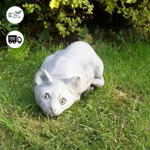 Stone Cast Prowling Cat Sculpture