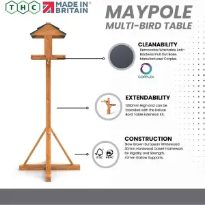 Maypole Adjustable Bird Table with Easy Clean Removable Base