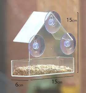 Window Bird Feeder Hanging Suctions With Glass Clear Hanging Feeders For Birds